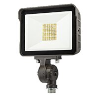 15W LED Flood Light w/ Photocell | 2,175 Lumens | Adjustable Yoke & Knuckle Mount | Selectable CCT | Bronze | Keystone Xfit
