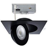Satco 6" 15W Square Gimbaled LED Downlight - Selectable CCT, 1400 Lumen Max, Black Housing