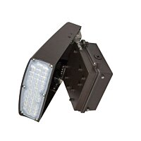 50 watt adjustable LED wall pack used for outdoor wall mounted lighting tilted upward