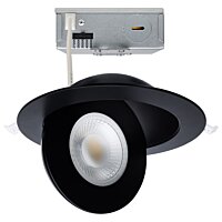 Satco 6" 15W Round Gimbaled LED Downlight - Selectable CCT, 1400 Lumen Max, Black Housing