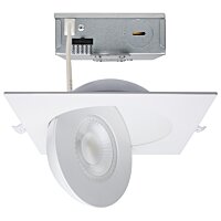 Satco 6" 15W Square Gimbaled LED Downlight - Selectable CCT, 1400 Lumen Max, White Housing