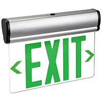 LED Emergency Exit Sign - Single Face Clear Edge Lit - Surface Mount - Green - Battery Backup - Fire Resistant | Topaz