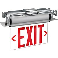 LED Emergency Exit Sign - Double Face Mirrored Edge Lit - Recessed Mount - NYC Approved - Red - Battery Backup - Fire Resistant | Topaz