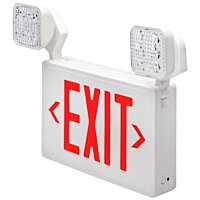 LED Emergency Exit Sign - Single or Double Face - 2 Lamp Heads - Red - Battery Backup - Fire Resistant - Topaz
