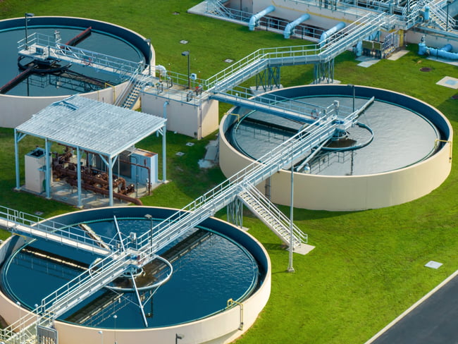 Outdoor wastewater processing plant