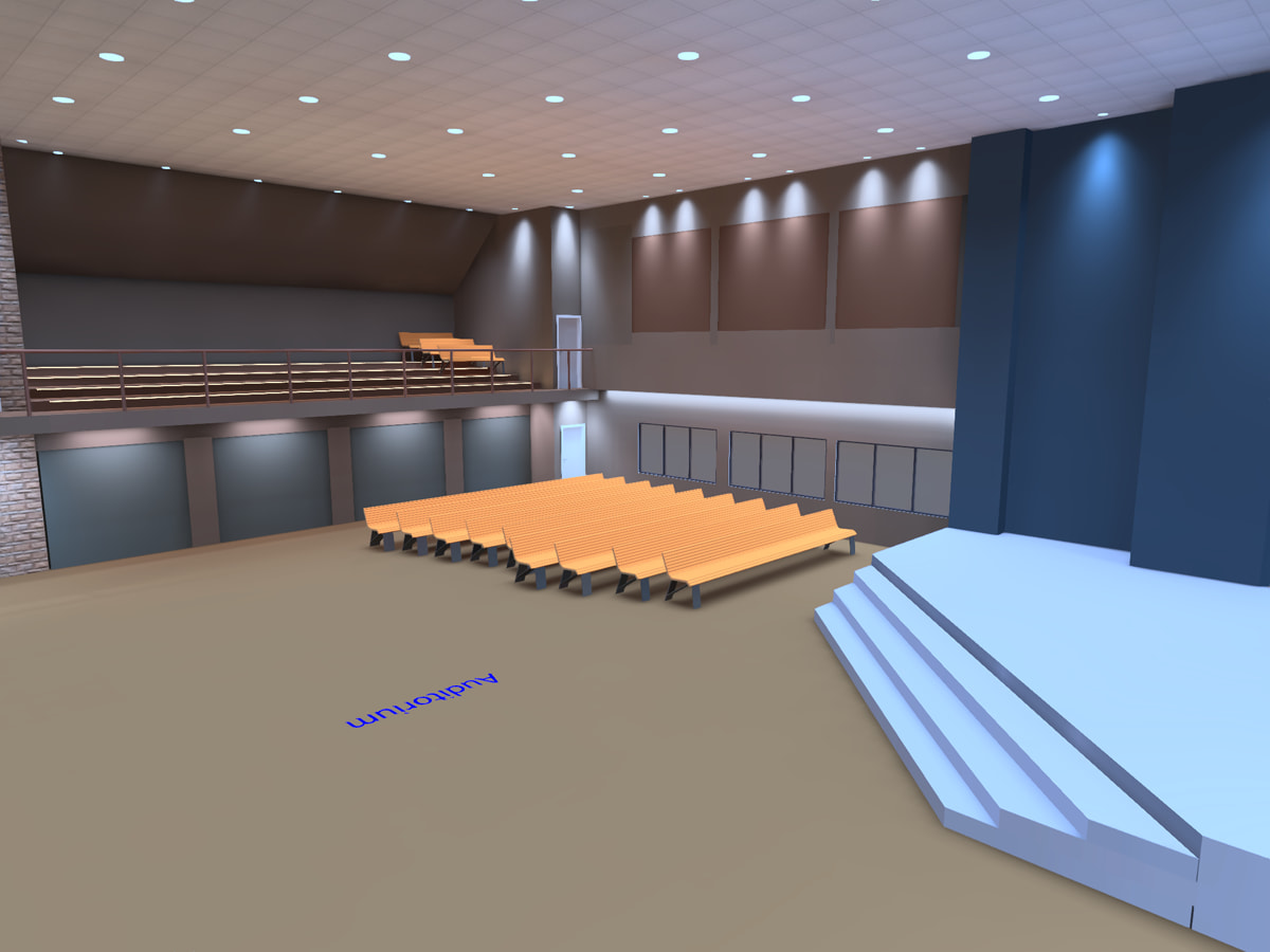 3D lighting design of church auditorium floor lighting