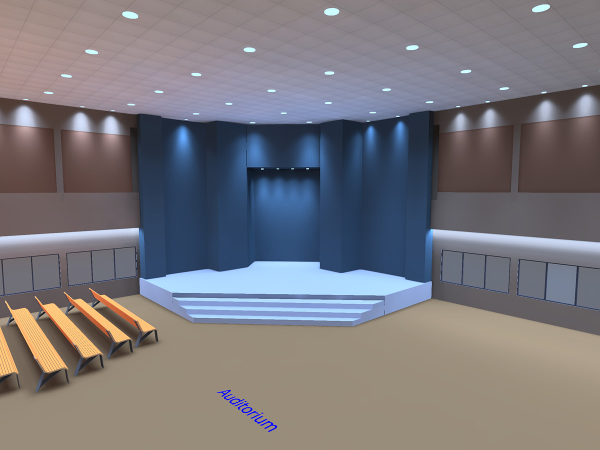 3D lighting design of church auditorium floor lighting