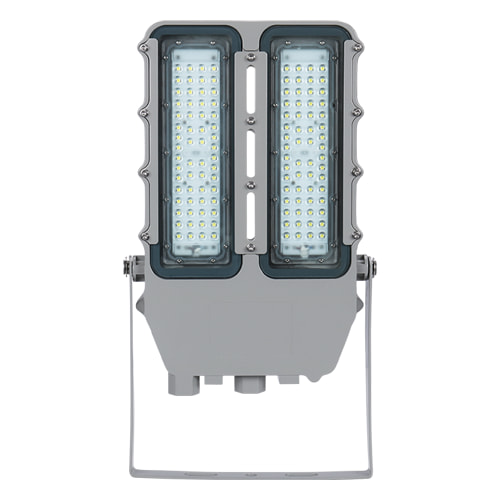 LED explosion proof flood light with blast-proof shielding for protection against harsh weather and against corrosion.