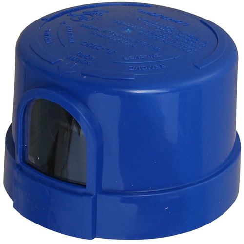 A blue photocell sensor for a floodlight
